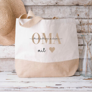 Jutetasche „OMA/MAMA mit ♥“ in drei verschiedenen Größen | personalisiert