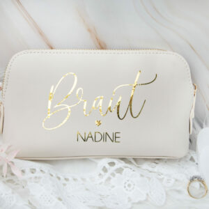 Premium Kosmetiktasche „Braut+Name“ in zwei verschiedenen Größen | personalisiert