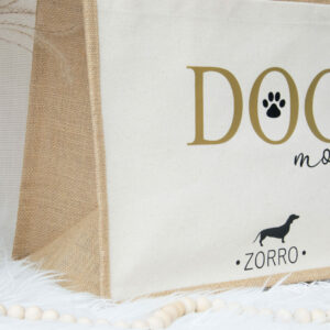 Jutetasche „Dogmom“ mit Hunde Silhouette | personalisiert