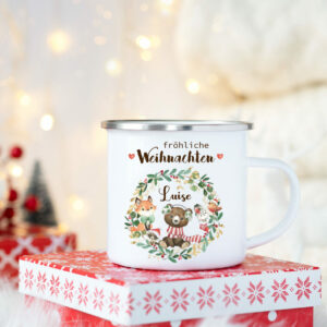 Tasse Waldtiere im Kranz | personalisiert
