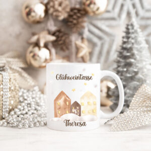 Tasse Winterhäuschen | personalisiert