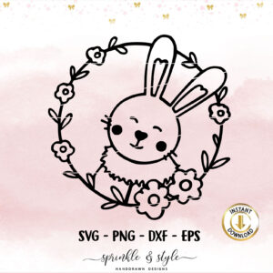 Hasenbaby im Kranz PNG-SVG-DXF-EPS