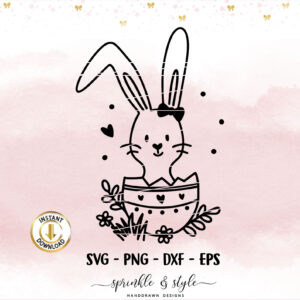 Hasenmädchen im Ei PNG-SVG-DXF-EPS