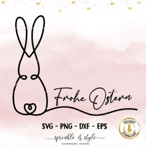Hasen Silhouette Frohe Ostern PNG-SVG-DXF-EPS