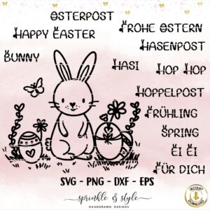 Osternhase in der wiese PNG-SVG-DXF-EPS