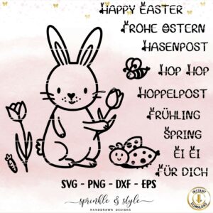 Osternhase mit Marienkäfer PNG-SVG-DXF-EPS
